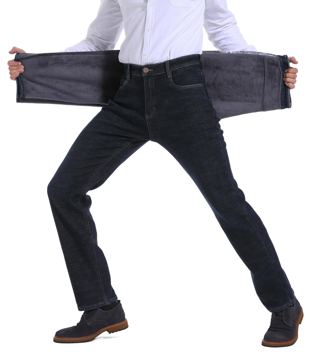 Thermojeans Herren Thermohose Schneehose gefütterte Winterhose Winterjeans mit Fleece gefüttert Hose