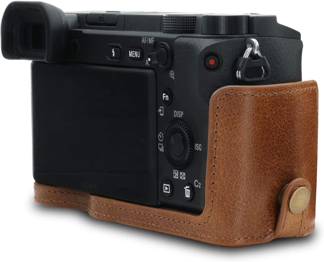 MegaGear MG1642 Ever Ready Kameratasche, Echtleder, kompatibel mit Sony Alpha A6100, A6400 - Braun,