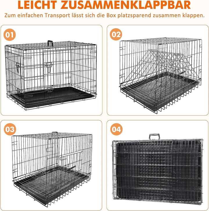 Ribelli Hundetransportbox – pulverbeschichtet und zusammenklappbar – Hundekäfig aus Metall in 2 Grös