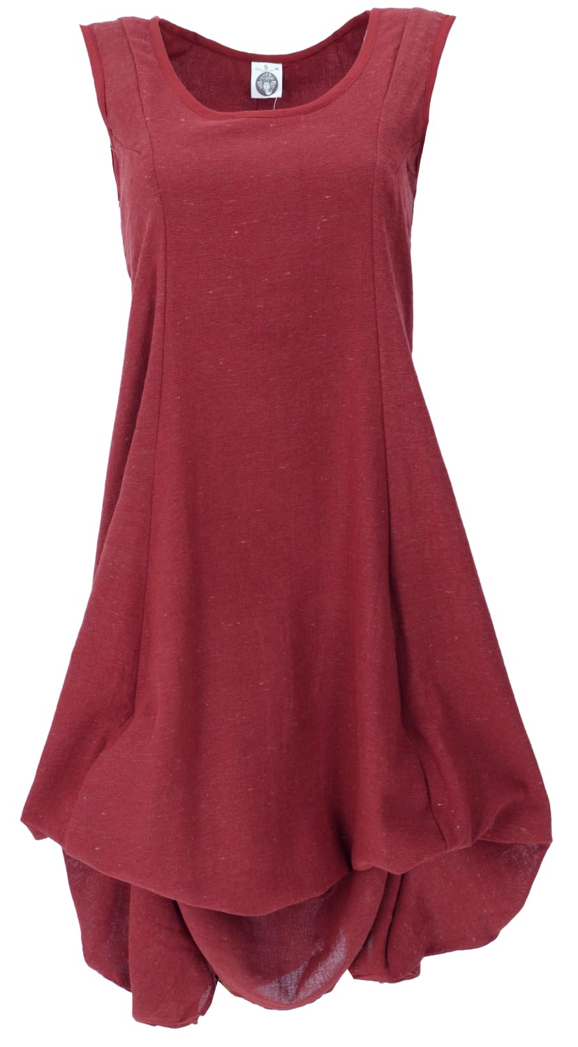 GURU SHOP Langes Wandelbares Sommerkleid, Maxikleid, Damen, Baumwolle 40 Rot, 40 Rot