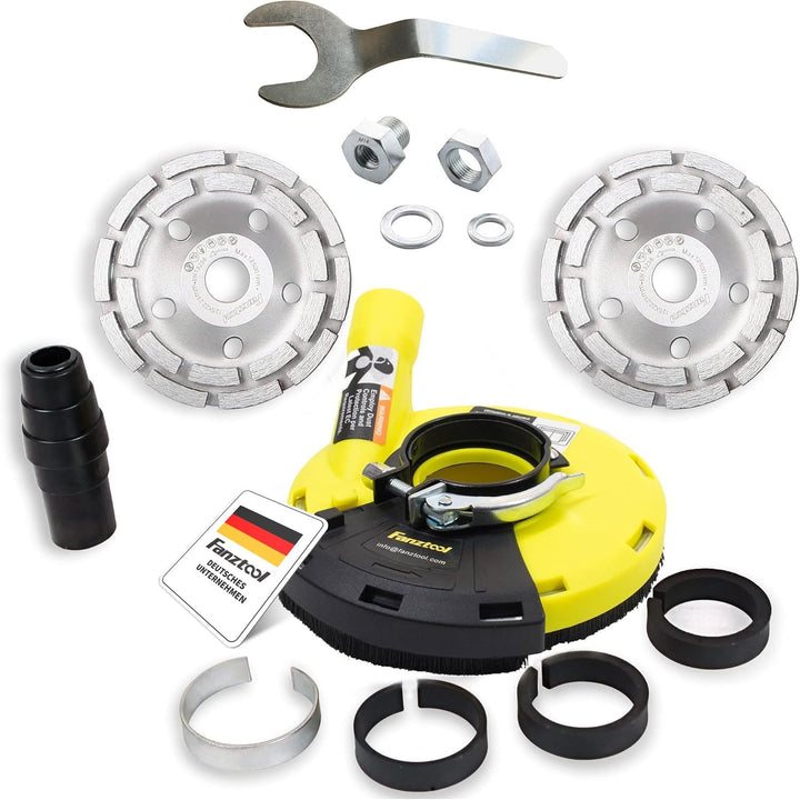 FANZTOOL universal Absaughaube für Winkelschleifer 125mm + Diamantschleiftopf (mit Schleiftopf x 2)