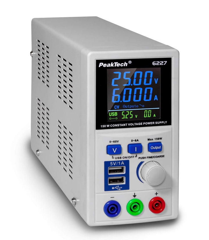 PeakTech 3441 – True RMS Digital Multimeter - CAT III 1000 V, Blau & P 6227 – DC Labor Netzteil 0-60