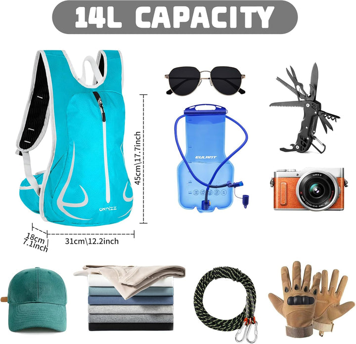 ONTYZZ Fahrradrucksack Damen Männer Kleiner Sportrucksack 15L Wanderrucksack Ultraleicht Rucksack Ra