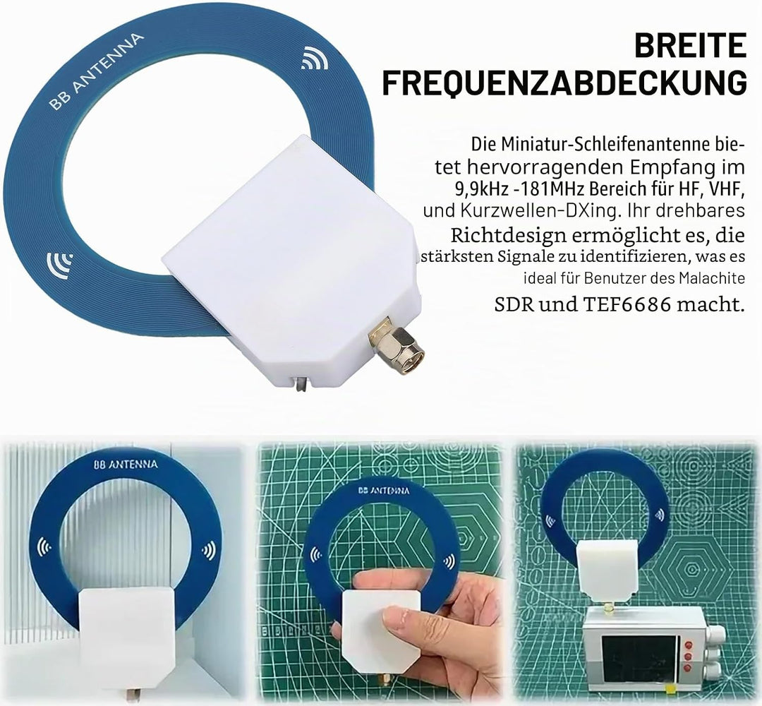 Schleifenantenne, 9.9 KHz-181MHz Kleine SW Runde Antenne, Tragbare Rotierbare FM Shortwave Richtungs