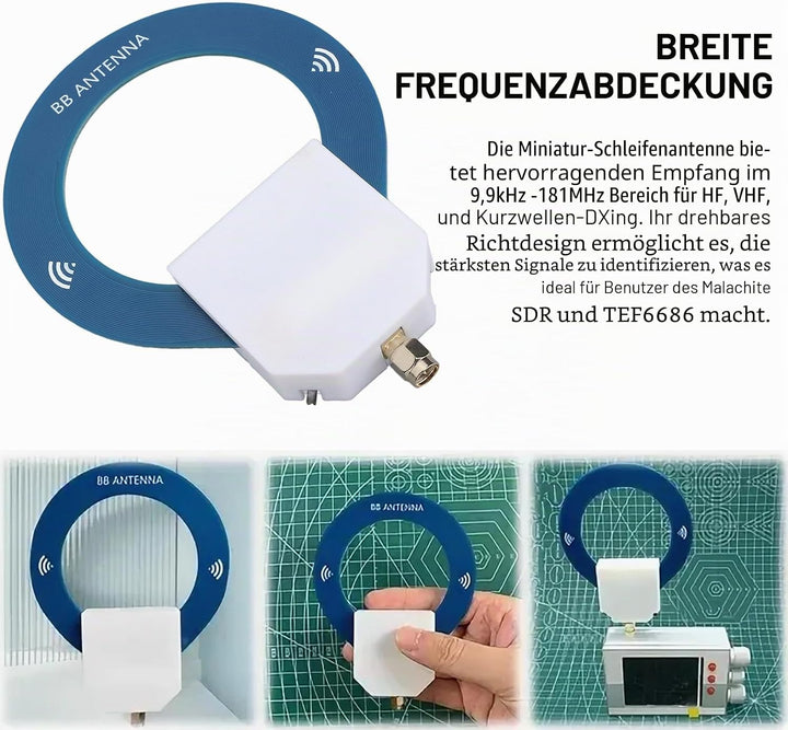 Schleifenantenne, 9.9 KHz-181MHz Kleine SW Runde Antenne, Tragbare Rotierbare FM Shortwave Richtungs