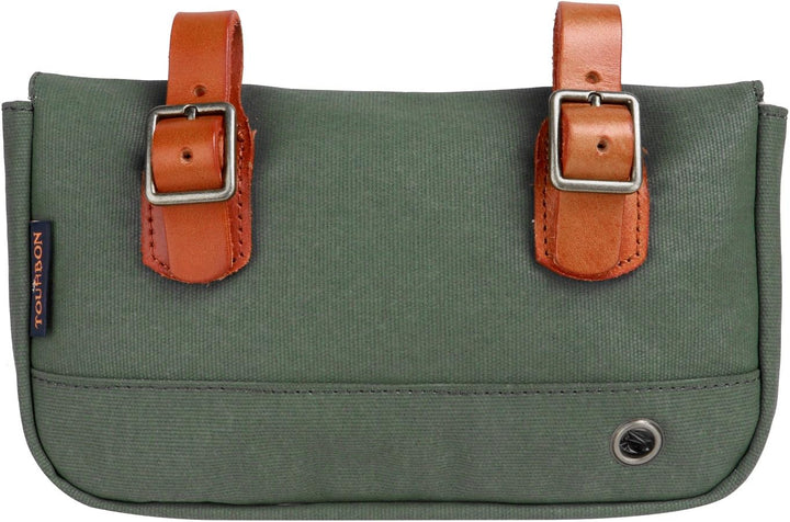 TOURBON Leinwand und Leder Strap Fahrrad Satteltasche Sitz Pack Tasche Grün, Grün