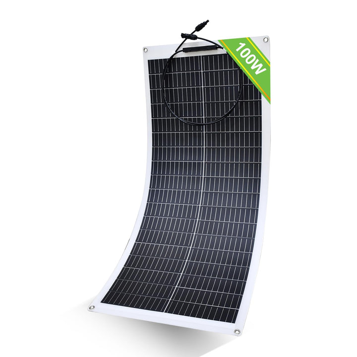 ECO-WORTHY 100W 12V Solarpanel Flexibel Monokristallines Solarpanel, Solarmodul mit Ladekabel für Wo