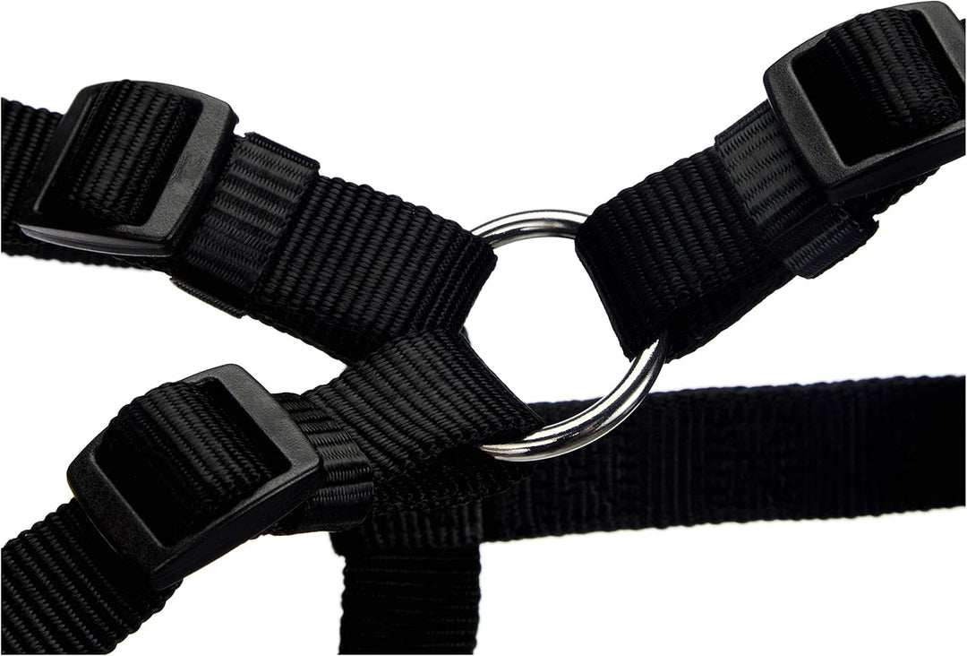 TRIXIE Classic H-Geschirr Grösse M–L: Brustumfang 50–75 cm/20 mm in schwarz - verstellbares Führungs