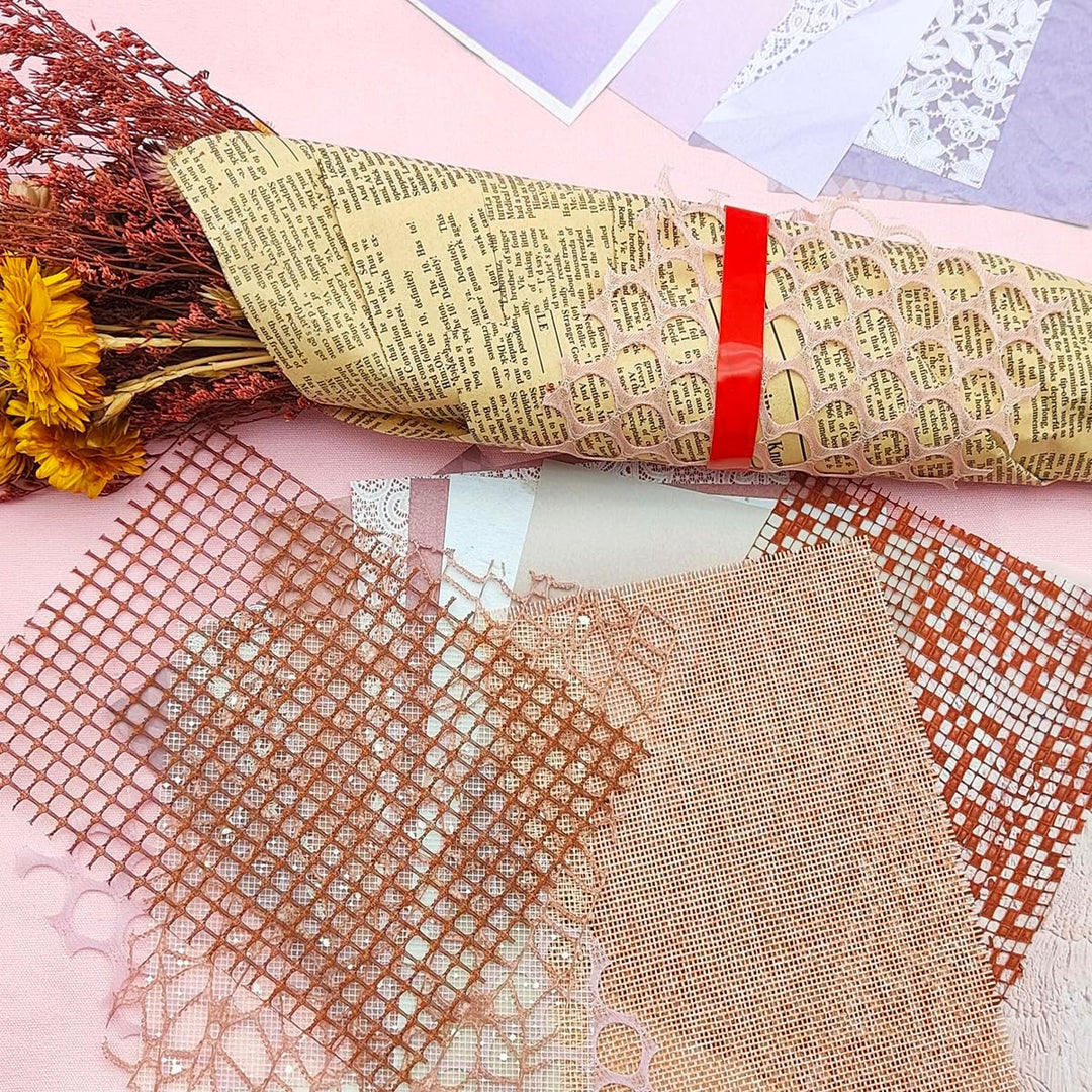 105 Blatt Scrapbook Papier Dekoratives Strukturpapier FineGood Mesh Stoff Sortiertes Set Bastelpapie