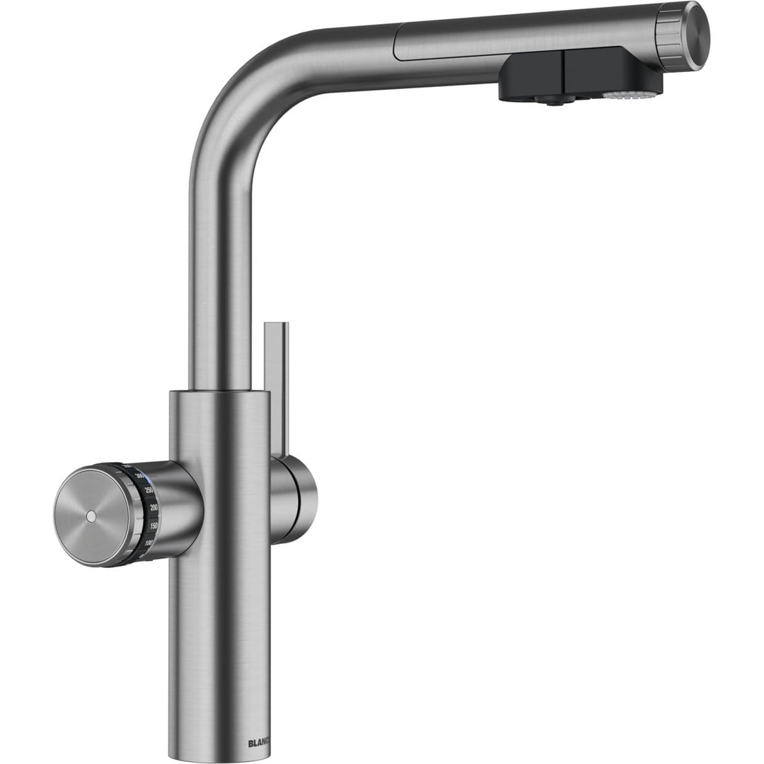 BLANCO CHOICE Icona-L | all-in-one Küchenarmatur aus massiv Edelstahl | exkl. Wasseraufbereitungsein
