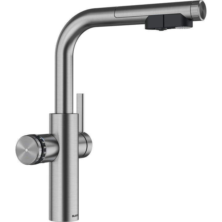 BLANCO CHOICE Icona-L | all-in-one Küchenarmatur aus massiv Edelstahl | exkl. Wasseraufbereitungsein