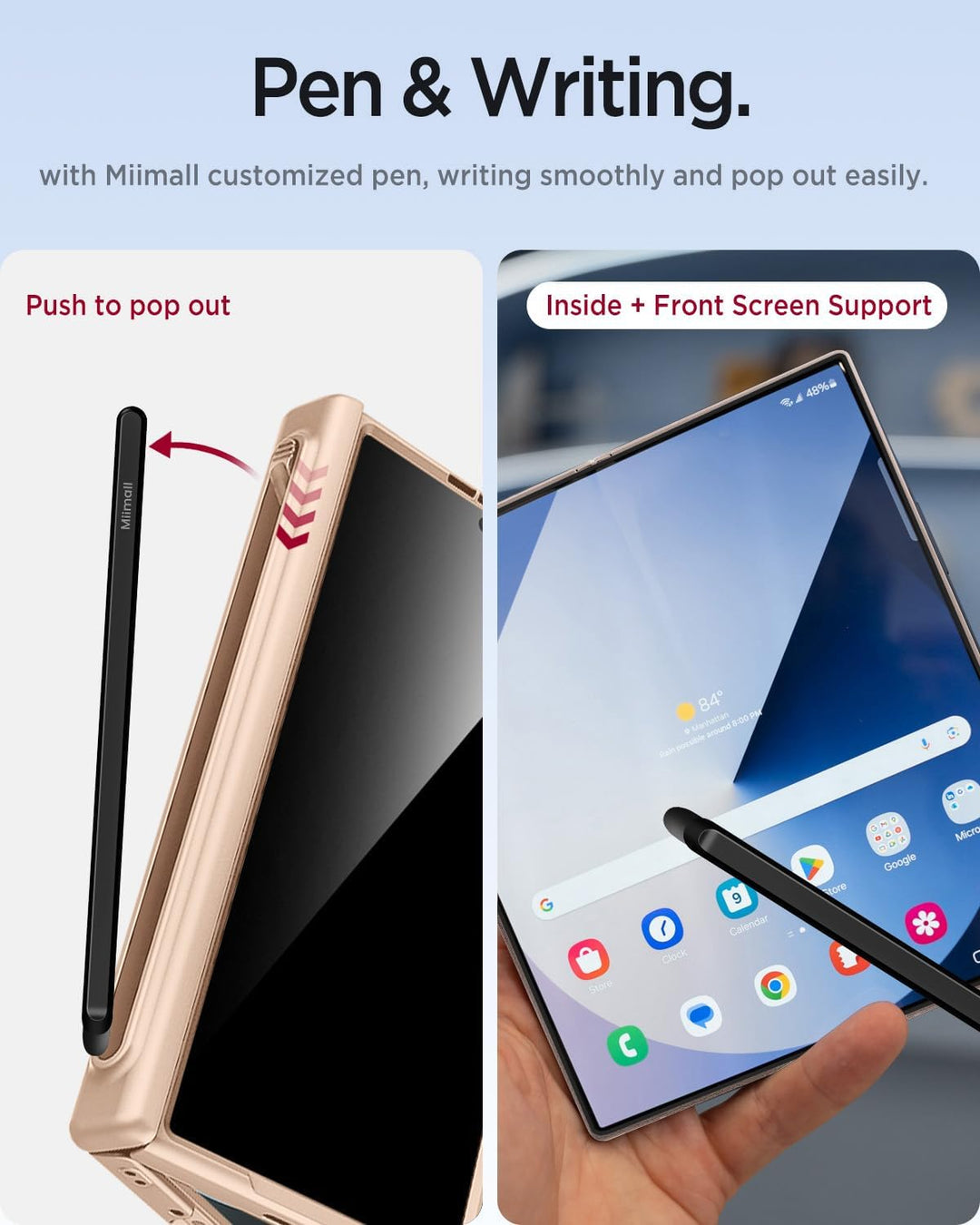 Miimall Magnetisch Hülle Kompatibel mit Samsung Galaxy Z Fold 6 Hülle mit S-Pen & Stifthalter, [Anti