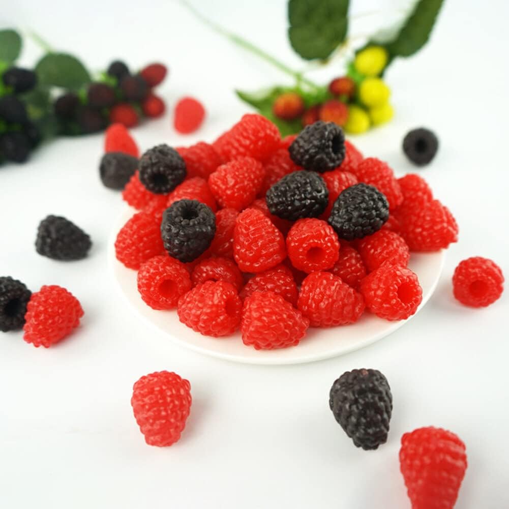 iSpchen 30 Stück Künstliche Himbeere Kunststoff Gefälschte Früchte Obst realistisch Erdbeere Mini Fr