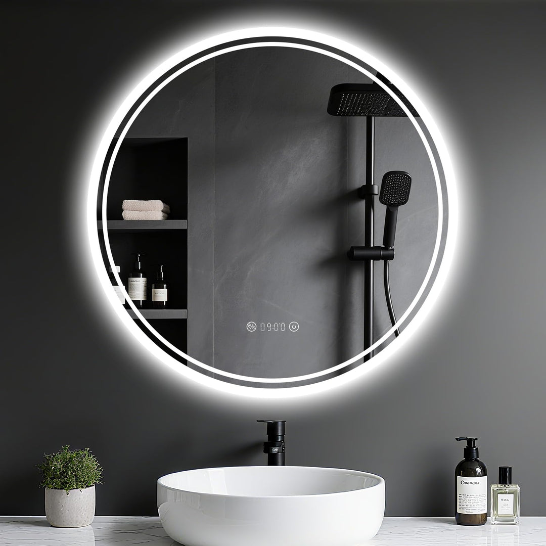 Badspiegel mit Beleuchtung - Badezimmer-Spiegel-LED mit Beschlagfrei, Touch-Schalter, Dimmbar, 3 Lic