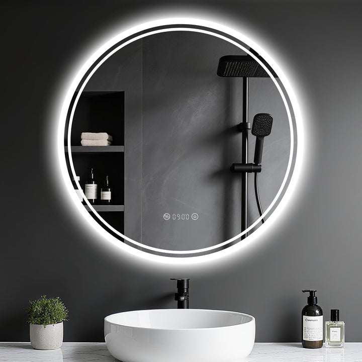 Badspiegel mit Beleuchtung - Badezimmer-Spiegel-LED mit Beschlagfrei, Touch-Schalter, Dimmbar, 3 Lic