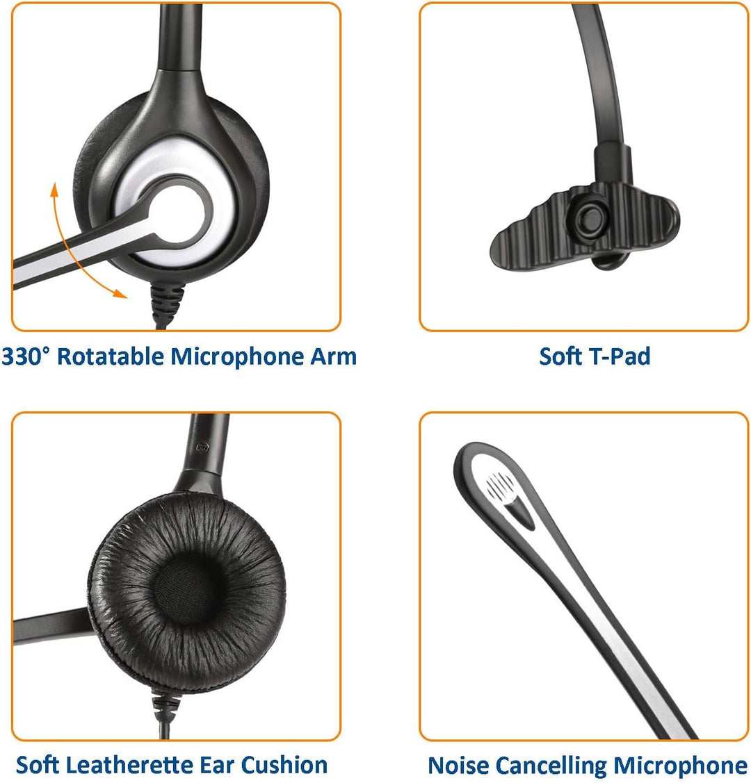 Wantek Headset Handy Mono mit Noise Cancelling Mikrofon, Smartphone Kopfhörer für iPhone Samsung Hua