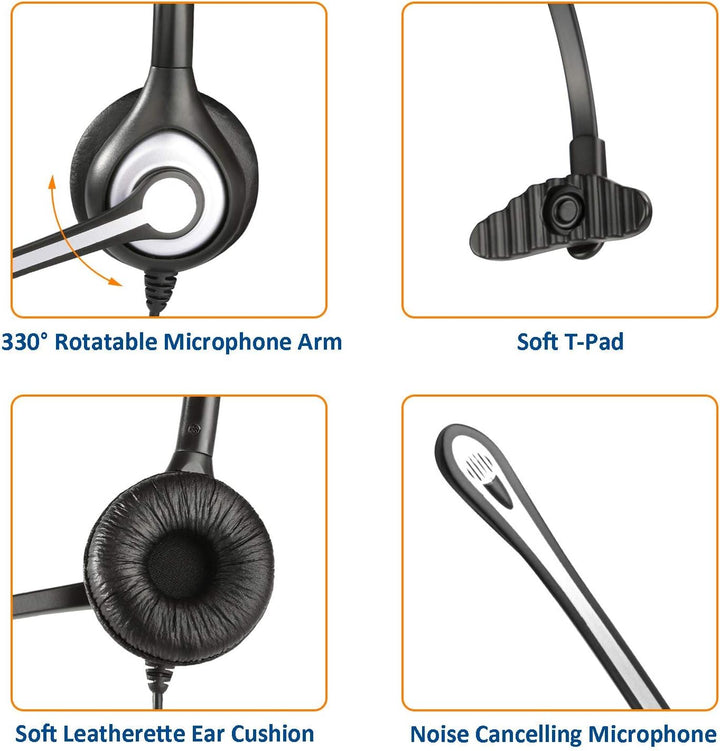 Wantek Headset Handy Mono mit Noise Cancelling Mikrofon, Smartphone Kopfhörer für iPhone Samsung Hua