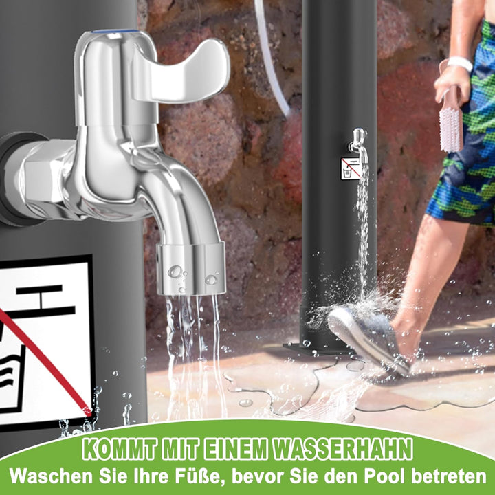 XMTECH Solardusche 40L, Solar Gartendusche, Pooldusche & Aussendusche, mit Fussdusche, 360° Regendus
