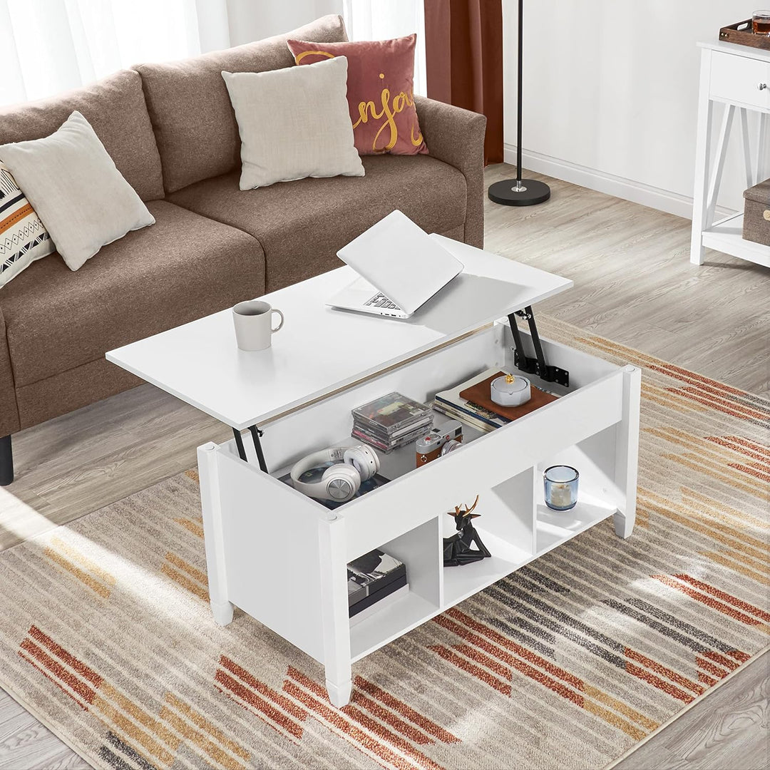 Yaheetech Couchtisch höhenverstellbar Kaffeetisch mit hebeplatte Hubtisch versteckter Stauraum Beist
