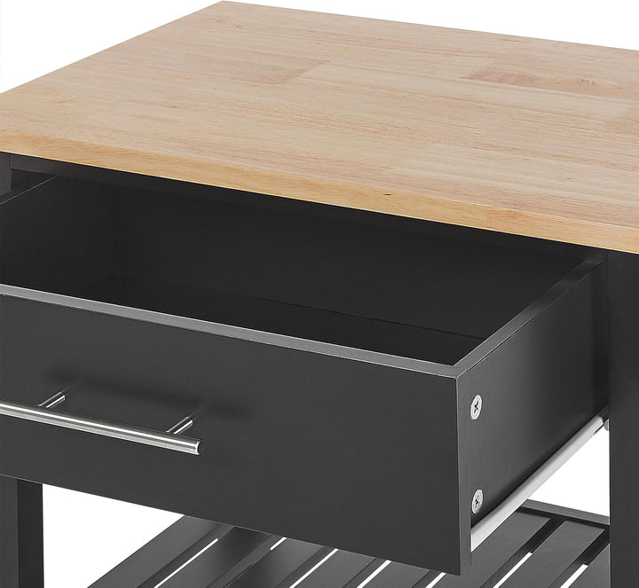 Beliani Multifunktioneller Servierwagen schwarz 2 Fächer 1 Schublade Hiuma
