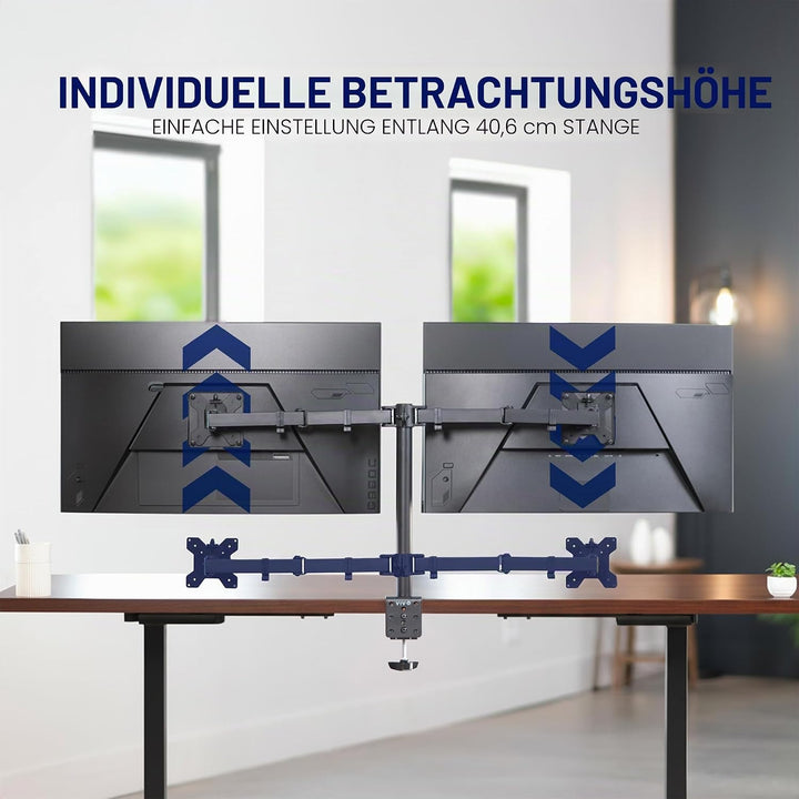 VIVO Dual-Monitor-Schreibtischhalterung, Hochleistungs-Vollverstellbarer Ständer, Passend für 2 LCD-