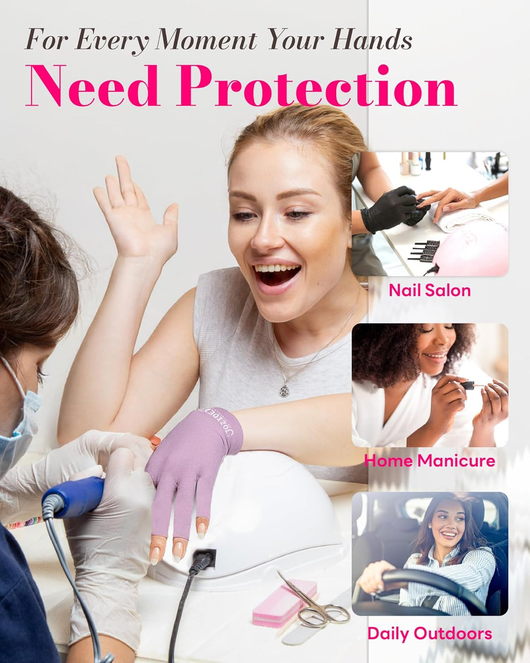 Zierliche Hände UV Handschuhe Nägel, UPF50+ UV-Schutz-Handschuhe, Fingerloses Design für Gel-Manikür