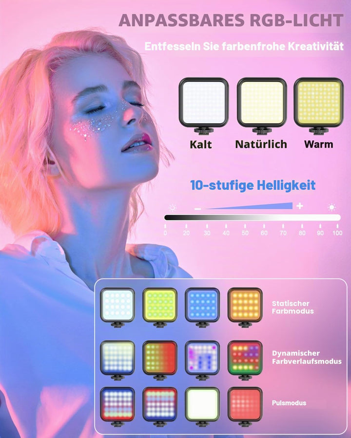 Vlogging Kit für iPhone/Android, YouTube Starter Kit mit kabellosem Mikrofon/Kamerastativ/Flexibles