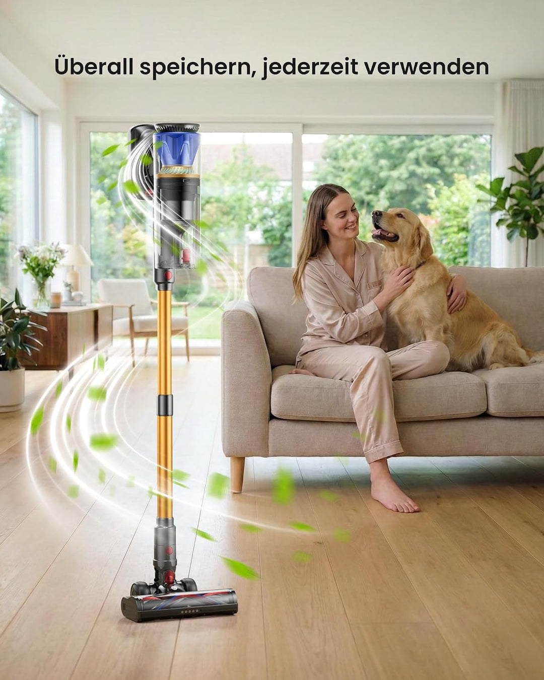 CHEBIO Akku Staubsauger mit DREI Saugmodi, 65KPA/650W/70Mins Staubsauger Kabellos mit LED Touchscree