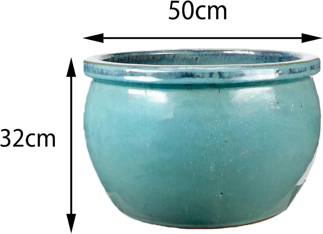 TucanoHamburg Blumentopf, Modell Bamboo in Jade, grün/blau 50x32cm, frostfest