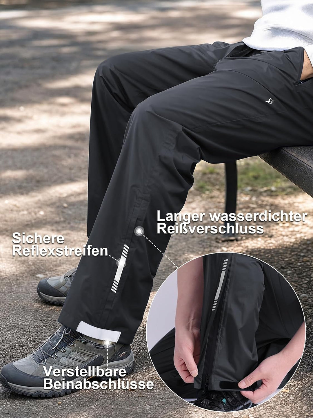 YuKaiChen Herren Regenhose, wasserdichte Überziehhose mit Transportbeutel, Atmungsaktive Outdoor Hos