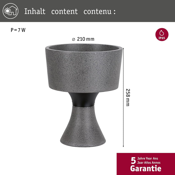 Paulmann 94503 LED Aussenleuchte Lichtobjekt Concrea IP44 incl. 1x5,5 Watt Aussenleuchten schwarzer