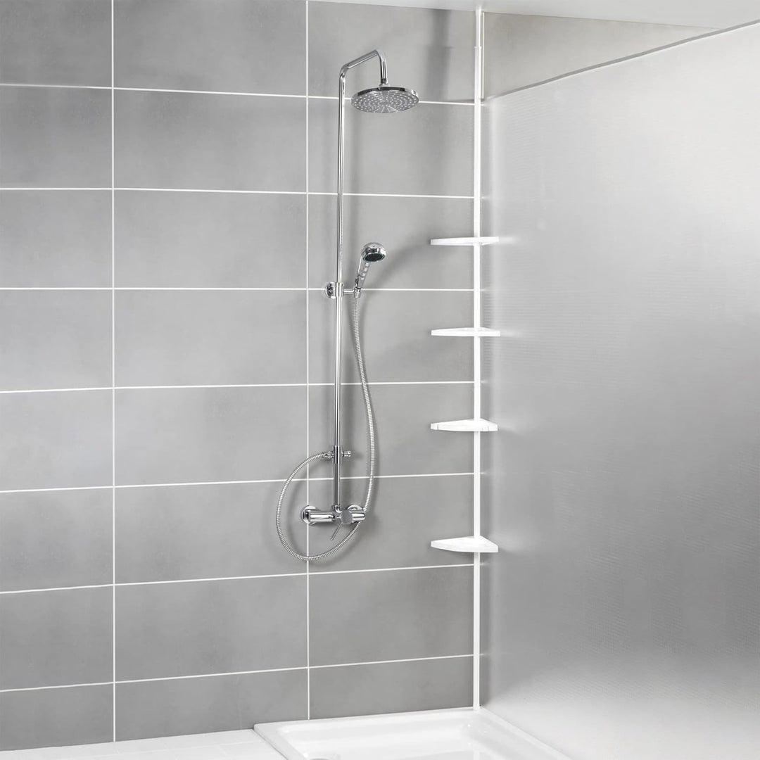 WENKO Teleskop Duschecke Easy Weiss Ø 1,9 cm, aus Aluminium Weiss, Weiss