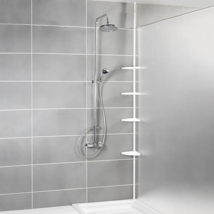 WENKO Teleskop Duschecke Easy Weiss Ø 1,9 cm, aus Aluminium Weiss, Weiss