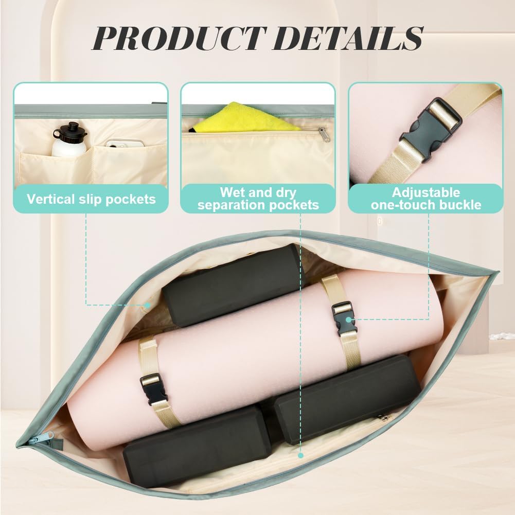 Sporttasche Damen, Gross Yogatasche, Yogamatte Tasche, Sporttasche Damen mit Nassfach & Schuhtasche,