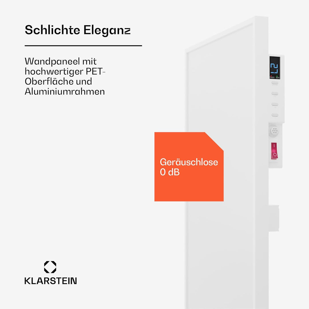 Klarstein Infrarotheizung mit Thermostat, 320W Elektroheizung, Smart Home Infrarotheizung zur Wandmo
