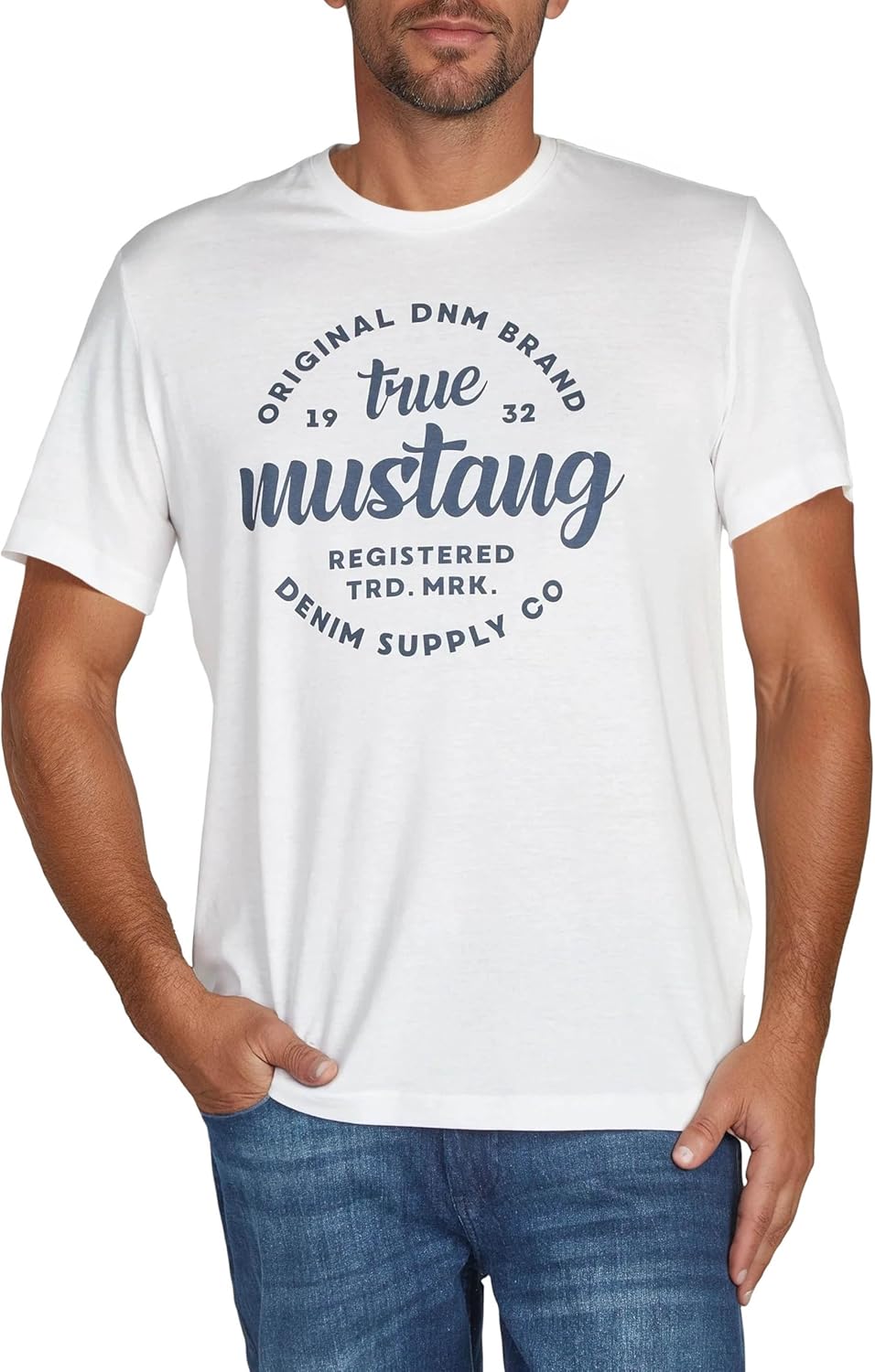 MUSTANG Herren T-Shirt 4er Pack Frontprint O-Neck Rundhalsausschnitt Kurzarm Regular Tee Shirt 100%