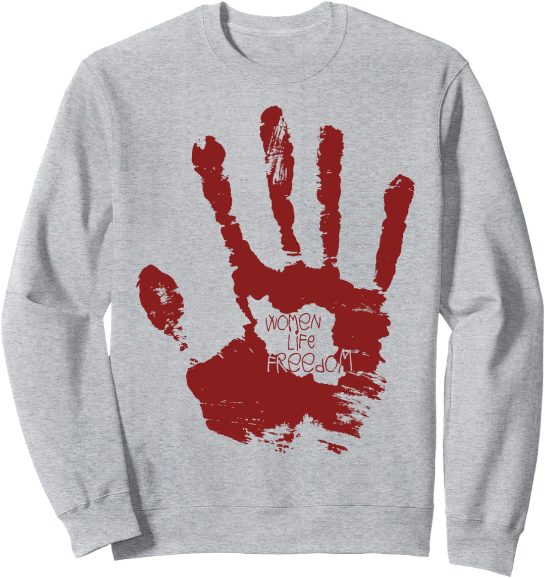 Iranische Karte mit Motiv "Woman Life Freedom" in menschlicher Handabdruck, feministisch Sweatshirt