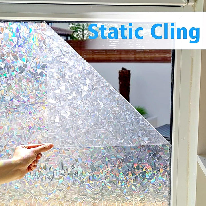 Cinbee 3D Fensterfolie Selbsthaftend Regenbogen Folie Fenster Blickdicht Dekorfolie Bunt (Transparen
