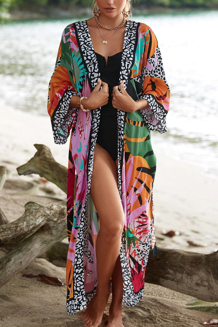 Damen Bohemian Cardigan Maxikleid Strand Vertuschung Robe Lange Kimono Robs One Size Einheitsgrösse