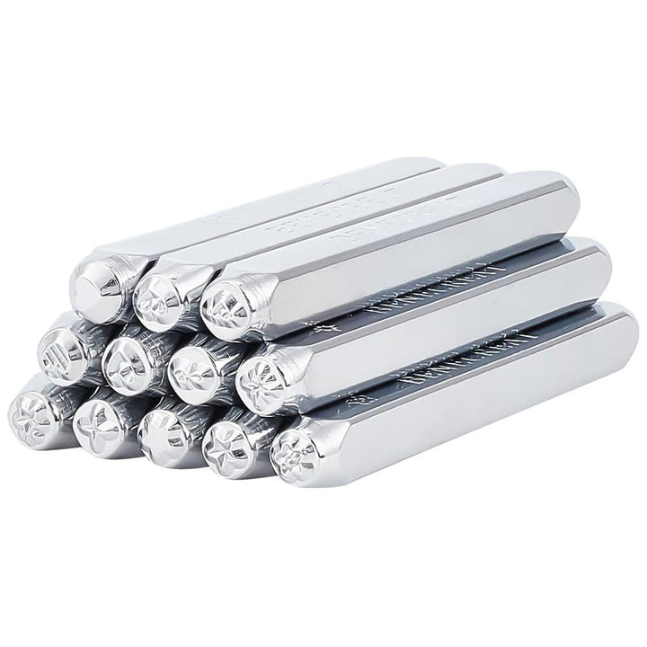 BENECREAT 12 Stück 3mm Metallstempel-Set, Herz-Stern-Muster Design Schnitzerei Prägestempel für Meta
