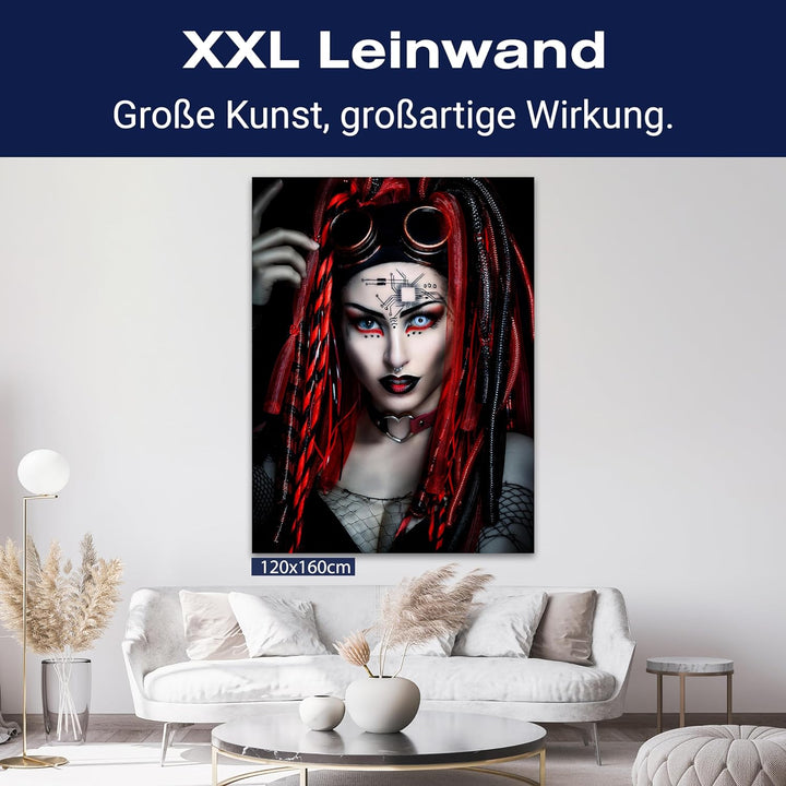 wandmotiv24 Leinwandbild Models, 80x60cm, Hochformat, Frau, Steampunk, Deko, Bilder auf Leinwand, Wa