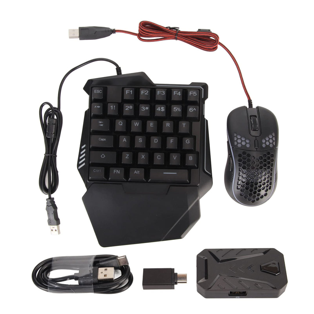 Einhand-Halb-Gaming-Tastatur- und Maus-Kombination, mit Tastatur- und Mauskonverter, Unterstützt für
