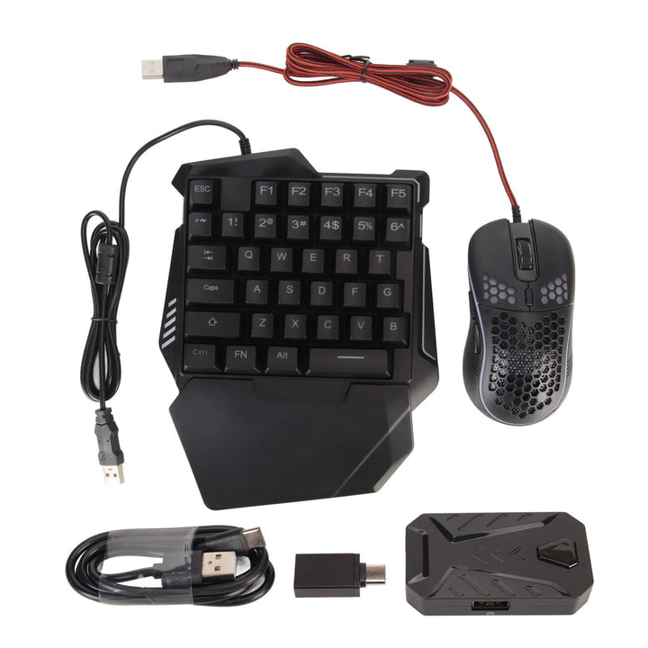 Einhand-Halb-Gaming-Tastatur- und Maus-Kombination, mit Tastatur- und Mauskonverter, Unterstützt für