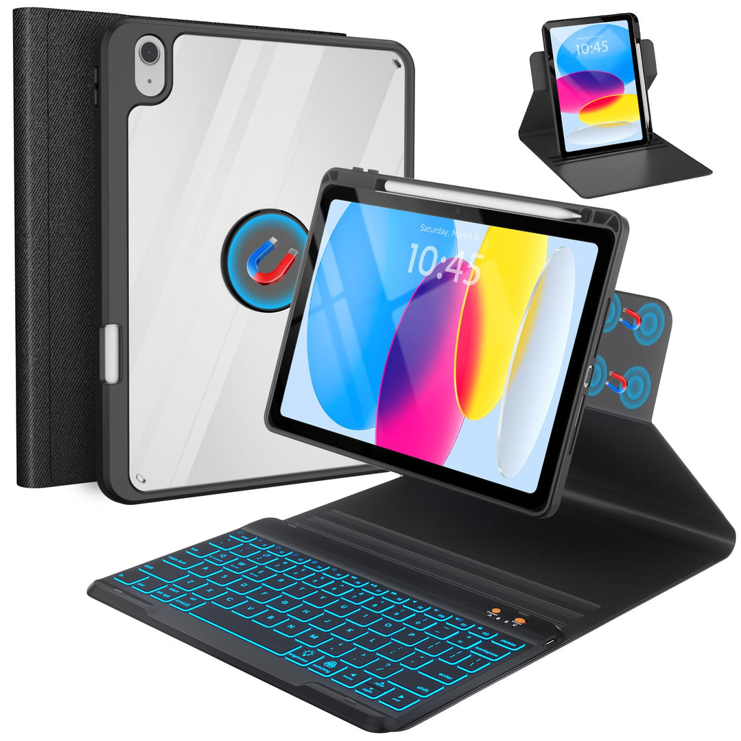 OYEEICE Hülle mit Tastatur für iPad A16 11 Generation 2025/10 Generation 2022 (11/10.9 Zoll), Vergrö