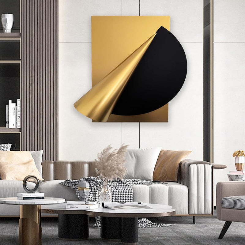 GERHWASH Wanddeko Metall Wanddeko Wohnzimmer Gold Schwarz Wanddekoration 3D Wandbilder Moderne Wand