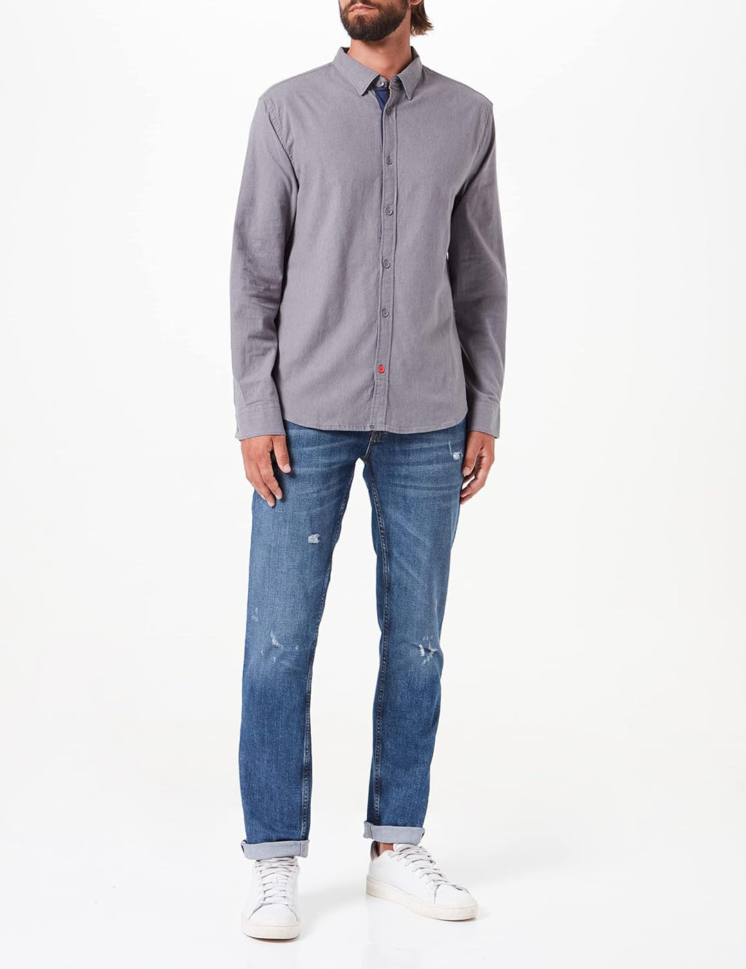 Timezone Herren Hemd L Dark Grey Melange, L Dark Grey Melange