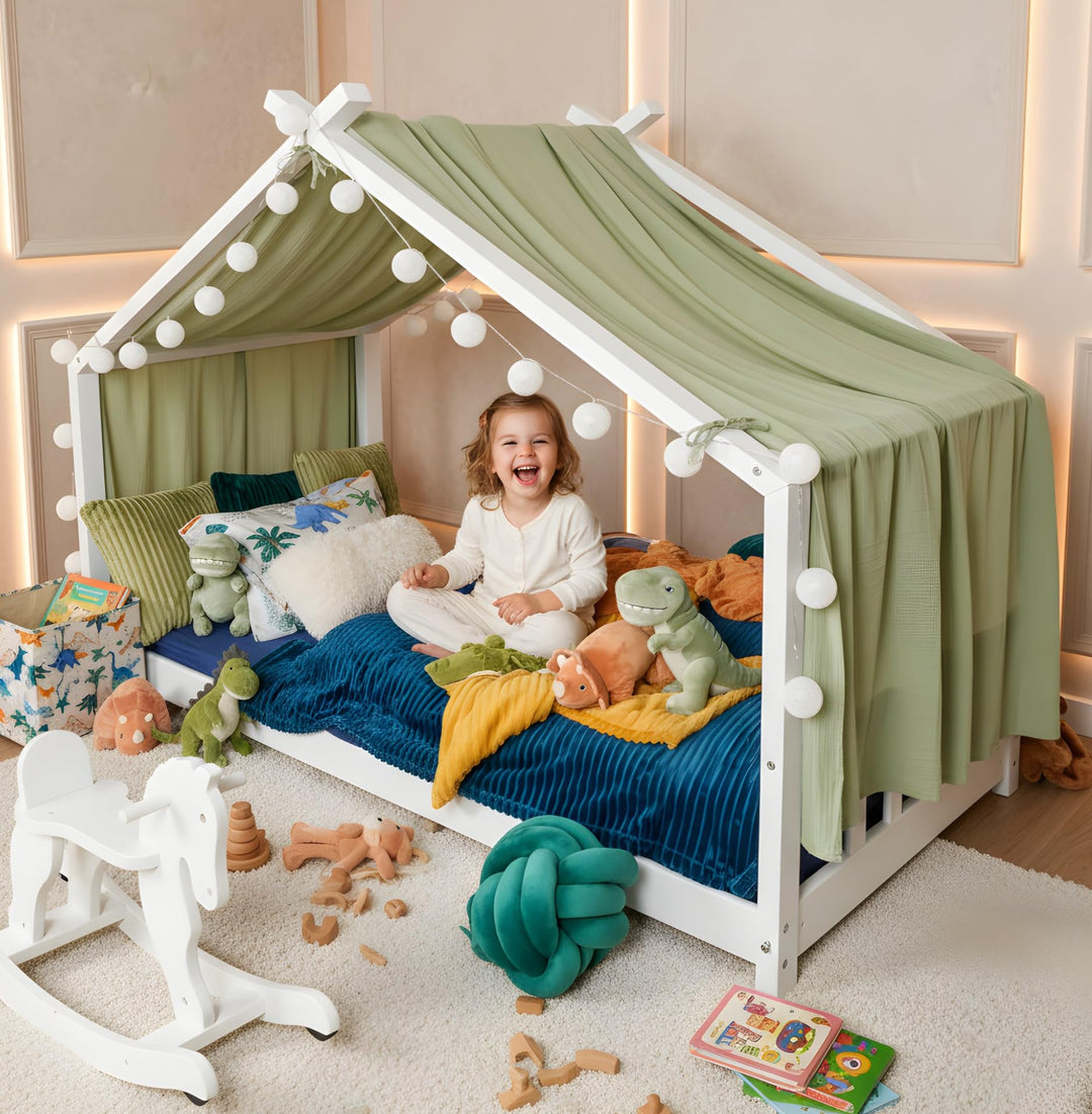 ALAVYA HOME® Betthimmel Moon 1 Stück 360 cm Hausbett Deko Set für Kinderzimmer Montessori Kinderbett