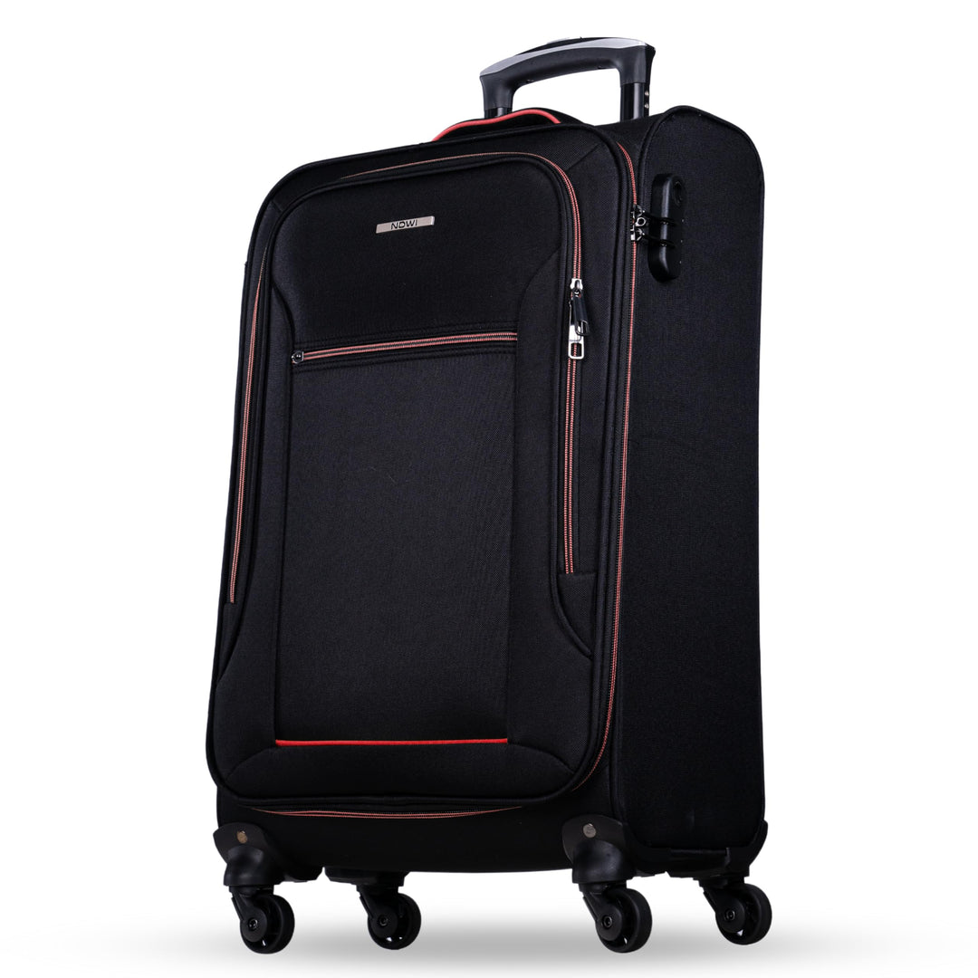 NOWI Sevilla Weichschalen Trolley L – Mittelgrosser Stoff Koffer 50L mit 4 Rollen &amp; Zahlenschloss |