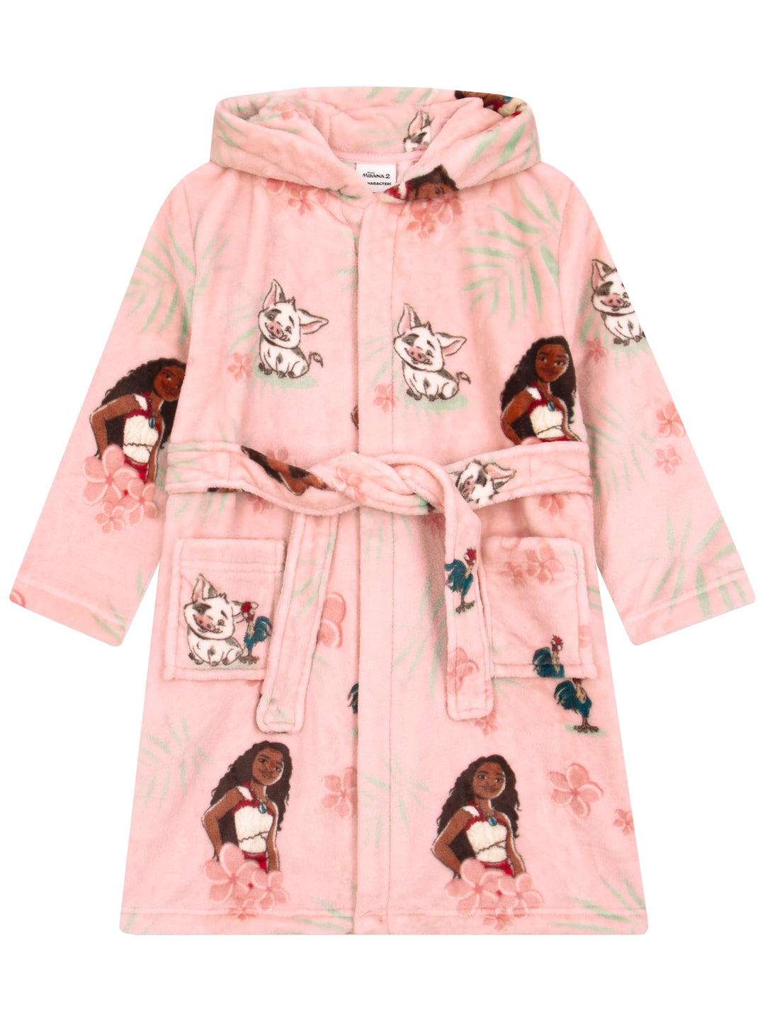 Disney Vaiana Bademantel Kinder, Moana Flauschiger Fleece Bademantel Mädchen Mit Kapuze, Morgenmante