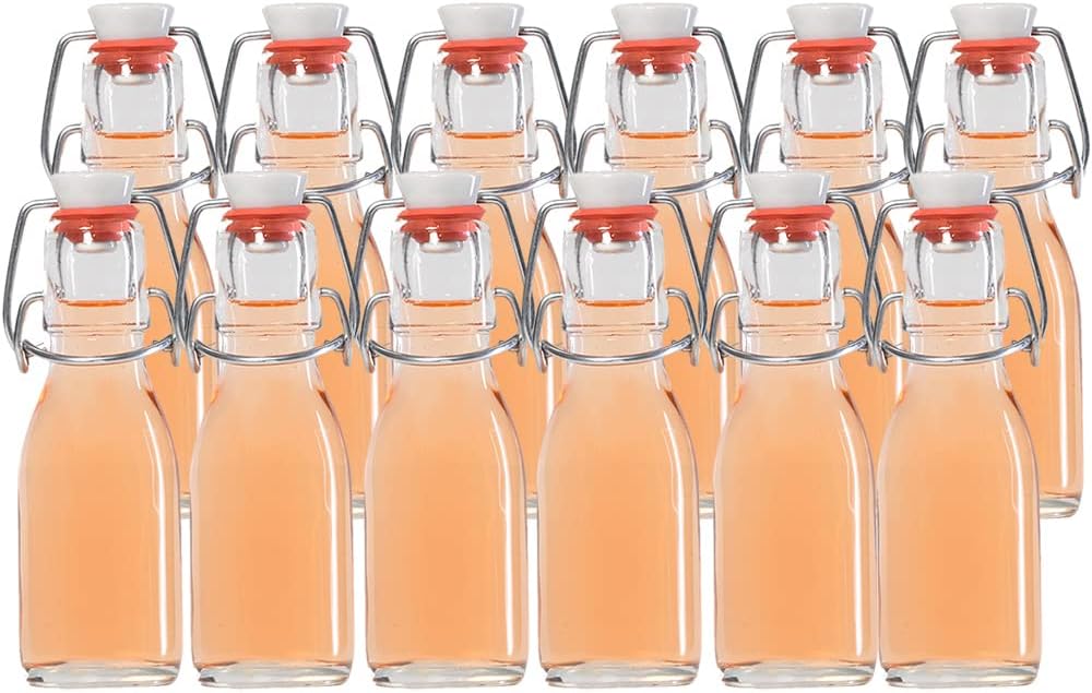 hocz 10er Set Bügelflaschen Bügelflasche Glasflaschen 100ml mit Bügelverschluss zum Selbstbefüllen G